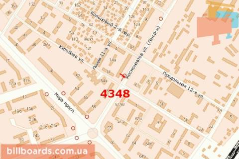 Білборд, Бігборд (Борд)  B у Миколаєві, 3х6  Космонавтів вул., 82 схема