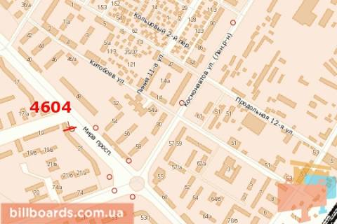 Билборд A в Николаеве, 3х6  Миру просп., 21 - Перемоги пл. схема