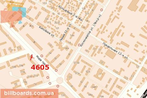 Билборд B в Николаеве, 3х6  Миру просп., 21 - Перемоги пл. схема