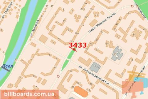 Билборд A в Сумах Михайла Лушпи просп., 24 (зуп. "Інтернаціоналістів") схема