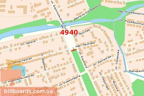 Билборд A в Сумах Степана Бандери вул. (Баумана вул.), 10 - Лепехівська вул. (ліва) схема