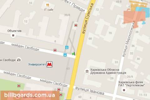 Сiтiлайт B у Харкові, 1.2x3.6  Сумська вул., 39 - Свободи пл., (колона) (сторона С) схема