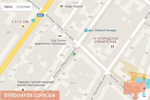 Ситилайт A в Харькове Мироносицька вул., 88 - Олеся Гончара вул. схема