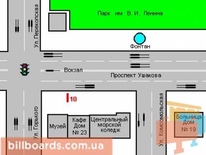 Ситилайт A в Херсоне, 1.2x1.8  Ушакова просп., 23 схема
