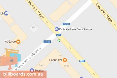 Сiтiлайт A у Чернігові, 1.2x1.8  Миру просп. - Івана Мазепи вул. (Щорса вул.) схема