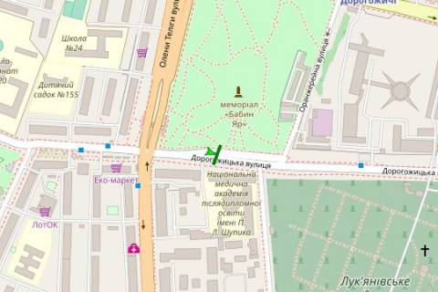 Ситилайт A в Киеве, 1,2х1,8  Дорогожицька вул., 9, розподілювач  (в напрямку О.Теліги) схема