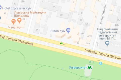 Скроллер A в Киеве, 1.2x1.8  Шевченка Тараса бульв., 30 (готель Hilton) - 167373 схема