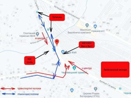Билборд B в Черновцах вул. Вокзальна схема