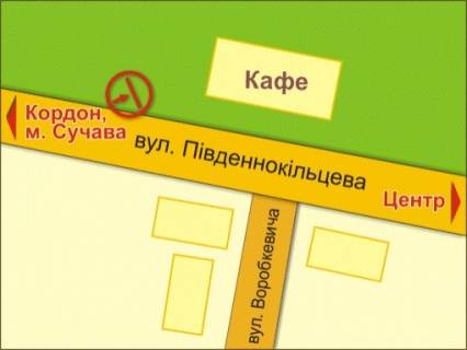 Билборд B в Черновцах вул. Південно-Кільцева, 14а, OnDe гастрогалерея схема