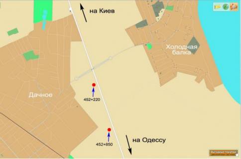 Білборд, Бігборд (Борд)  A у , , 3х6  Одесса - Киев 452+850 А схема