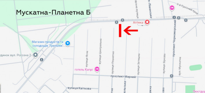 Билборд B в Одессе, 3х6  Мускатна вул. (Зої Космодем’янської)-Планетна Б схема