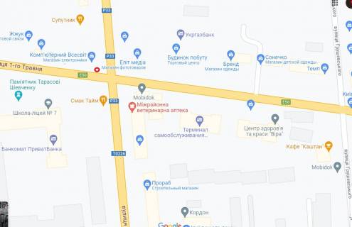 Билборд A в Гайсине м. Гайсин  вул. 1 Травня, 71  сіті лайт  схема