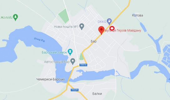 Билборд A в Гниване виїзд в м. Бар  схема