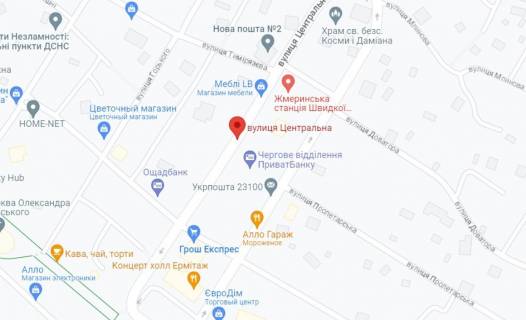 Билборд A в Жмеринке, 3х6  м. Жмеринка вул. Центральна 1 схема
