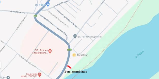 Білборд, Бігборд (Борд)  B у Стрию вул. Савури 2Б, територія АЗС (траса Київ-Чоп) схема