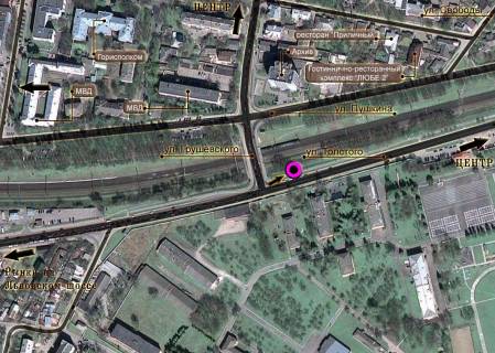 Білборд, Бігборд (Борд)  B у Хмельницькому, 3*6  вул.Князя С.Хороброго - вул.Грушевського (зі сторони КПП). неподалік: велика стоянка (від центру) схема