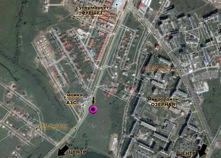 Билборд B в Хмельницком, 3*6  вул.М.Рибалка (АЗК). неподалік: АЗК "Укрнафта", цілодобова мийка, навколо елітна забудова м.р. "Отрадне", "Дивокрай", "Дихтярка" (в центр) схема