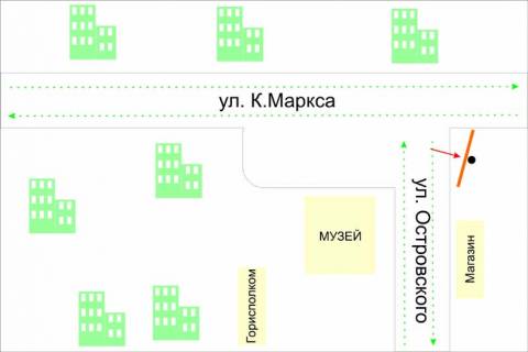 Билборд A в Шепетовке, 3*6  перехрестя вул.Героїв Небесної Сотні - вул.Островського (музей). неподалік: центральна площа (центр) схема