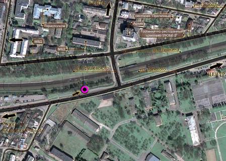 Білборд, Бігборд (Борд)  B у Хмельницькому, 3*6  вул.Князя С.Хороброго - вул.Грушевського (зі сторони розв'язки). неподалік: велика стоянка (в центр) схема