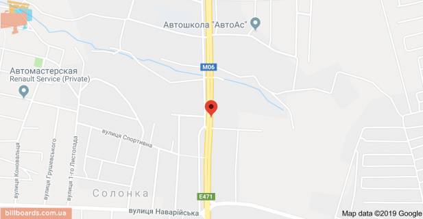 Билборд A в Львове с.Солонка (в'їзд у Львів) схема