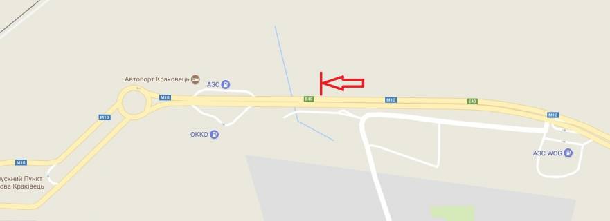 Билборд A в трасах Львова, 3х6  М 10 Львів-Краківець, км 69+020, праворуч схема