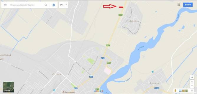 Билборд A в Стрые, 3х6  Стрий, в'їзд у місто схема
