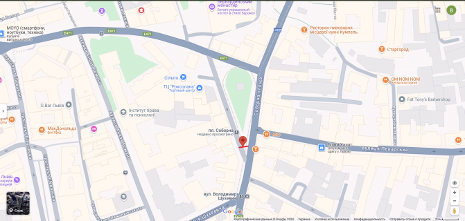 Ситилайт A в Львове, 1,2х1,8  Площа Соборна  (зупинка) схема