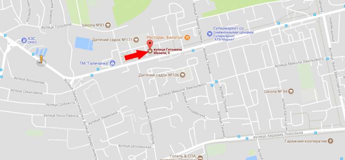Билборд B в Львове вул. Мазепи 5 схема