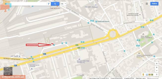 Билборд A в Львове вул. Городоцька (Приміський Вокзал) схема