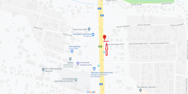 Билборд A в Солонке, 3х6  В'їзд в м Львів, с Солонка схема