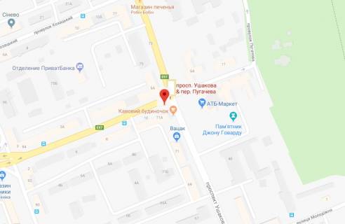 Билборд B в Херсоне Ушакова пр./Пугачова пров. схема