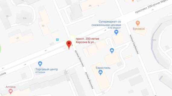 Билборд B в Херсоне Вишнева вул. (р-н/м-ну АТБ) схема