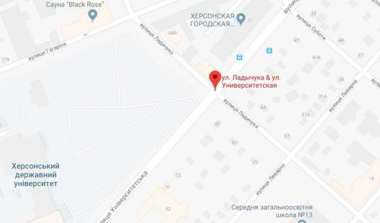 Билборд A в Херсоне Університетська (40 років Жовтня) вул/Ладичука вул. схема