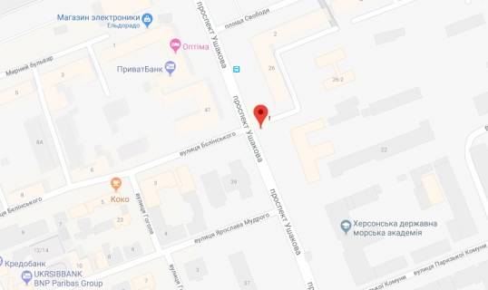 Билборд B в Херсоне Ушакова пр./Бєлінського вул. схема