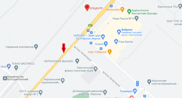 Билборд A в Херсоне Бериславське шосе (Мостоперехід) з'їзд схема