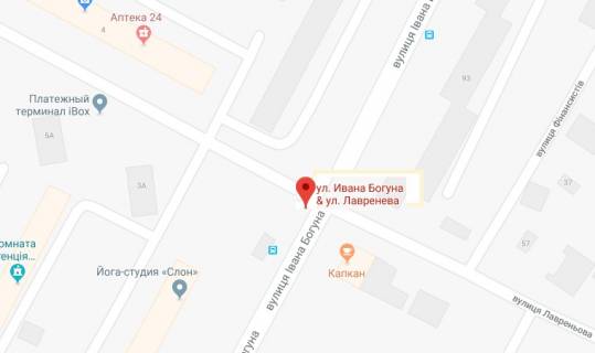 Билборд B в Херсоне І.Богуна вул../Лавреньова вул.(зупинка) схема