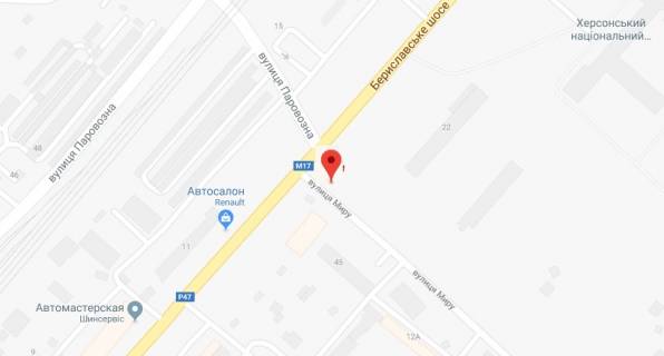 Білборд, Бігборд (Борд)  A у Херсоні Бериславське шосе/Мира вул. схема