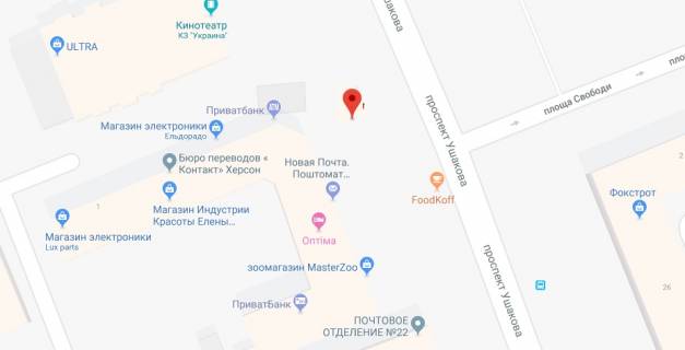 Билборд A в Херсоне Ушакова пр.- Свободи пл. схема