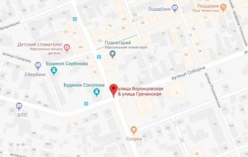 Билборд B в Херсоне Воронцовська вул./Соборна вул. схема