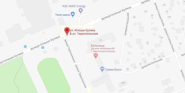 Билборд A в Херсоне І.Кулика вул. / Тираспільська вул. схема
