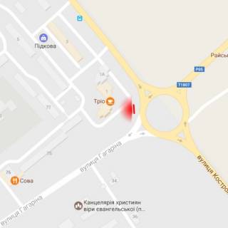 Билборд B в Ровно, 6х3м  м. Рівне, вул. В. Червонія, перехрестя з вул. Льонокомбінатівською схема