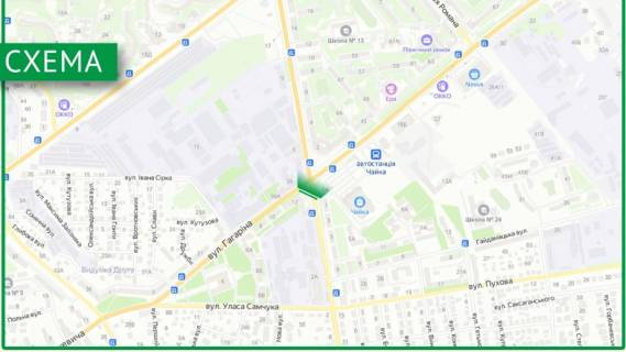 Видеоборд A в Ровно, 6х3м  м. Рівне, вул. А.Грушевського, в районі перехрестя з вул. Гагаріна - 482635 схема