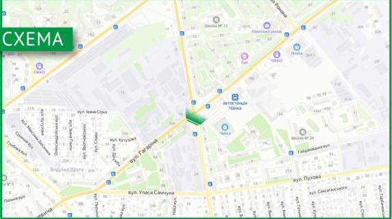 Видеоборд A в Ровно, 6х3м  м. Рівне, вул. А.Грушевського, в районі перехрестя з вул. Гагаріна - 443614 схема