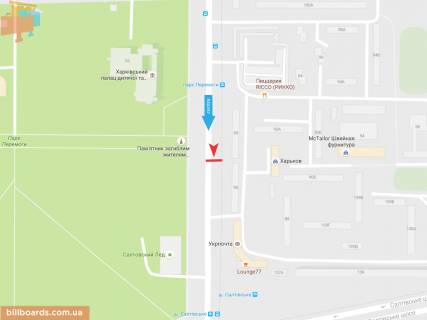 Билборд B в Запорожье Тракторостроителей пр-т, 92, в центр схема