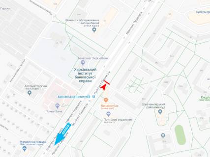 Білборд, Бігборд (Борд)  A у Харкові, 3х6  Перемоги пр-т, 54, з центру схема