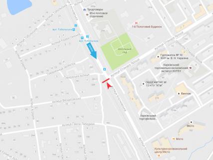 Билборд B в Харькове, 3х6  Клочківська вул., 229, з центру схема