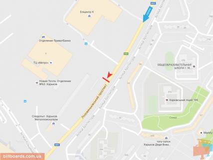 Билборд A в Запорожье Архитекторов ул., 22, в город схема