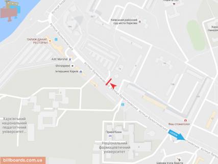 Билборд A в Запорожье Валентиновская ул., 5, в центр схема