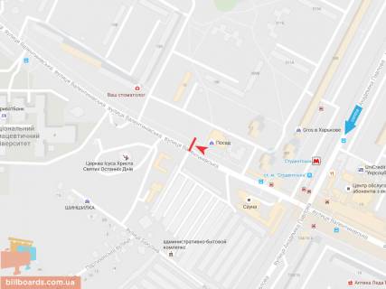 Билборд A в Запорожье Валентиновская ул.,15, в центр схема