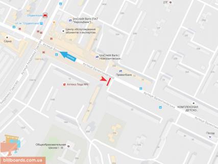 Білборд, Бігборд (Борд)  A у Запоріжжі Валентиновская ул., 20, из центра схема